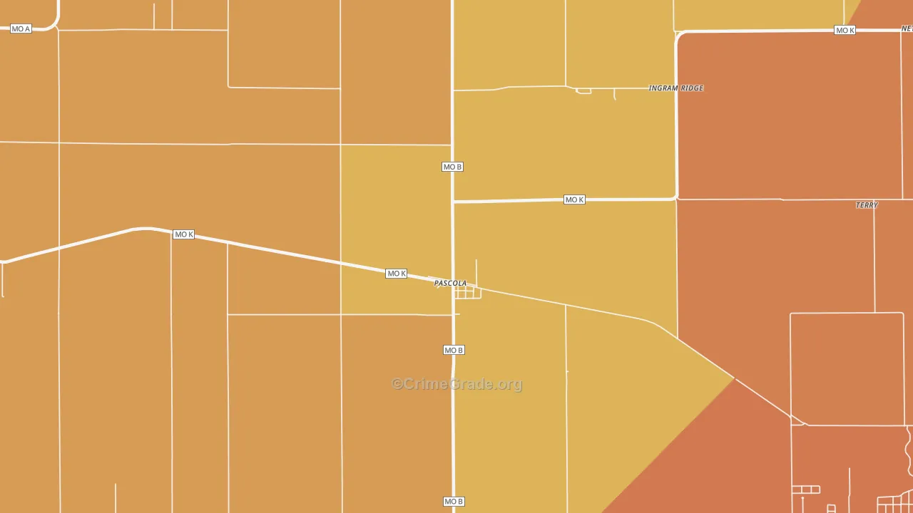 Pascola, MO Map of Theft Rates