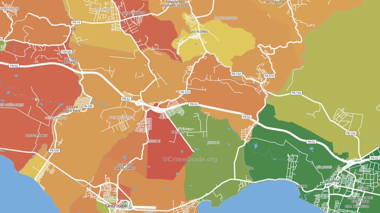 Paso Seco, PR Map of Theft Rates