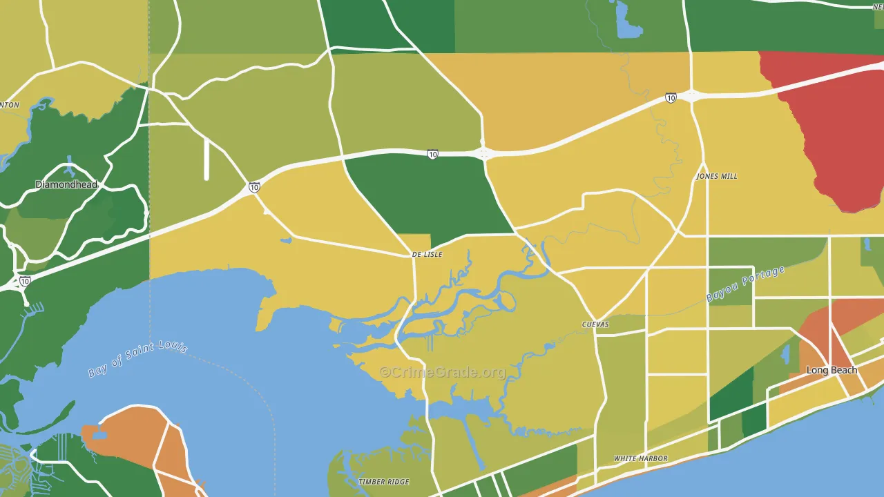 Pass Christian, MS Map of Theft Rates