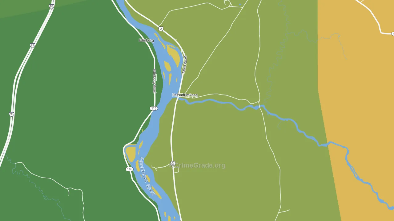 Passadumkeag, ME Map of Theft Rates