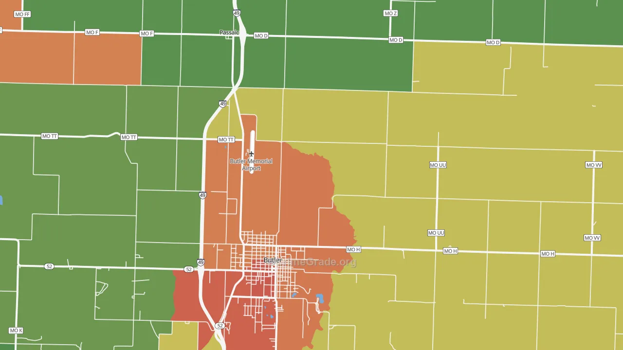 Passaic, MO Map of Theft Rates