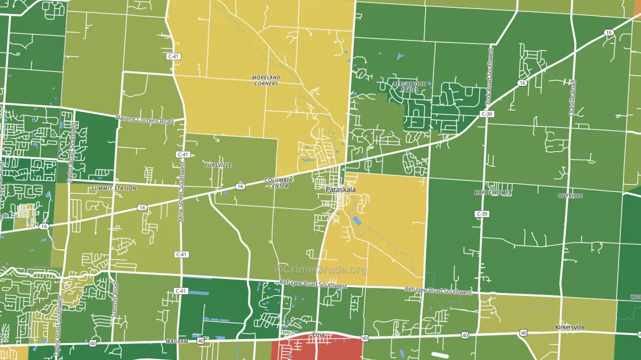 Pataskala, OH Map of Theft Rates