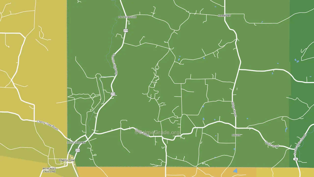 Patchinville, PA Map of Theft Rates