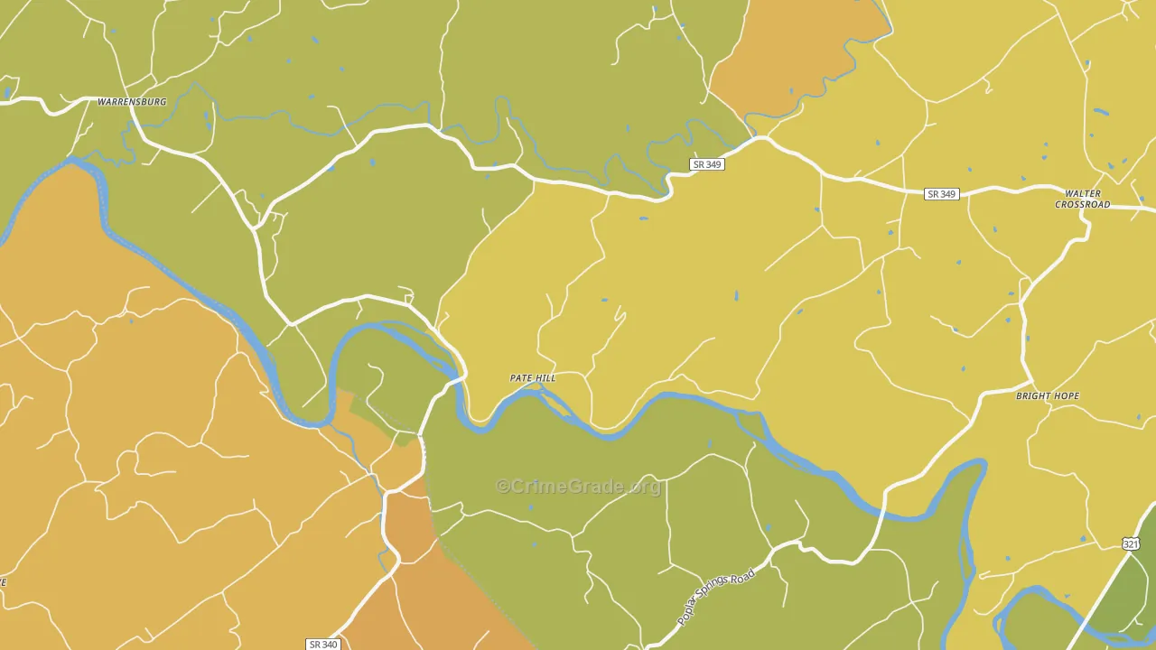 Pate Hill, TN Map of Theft Rates