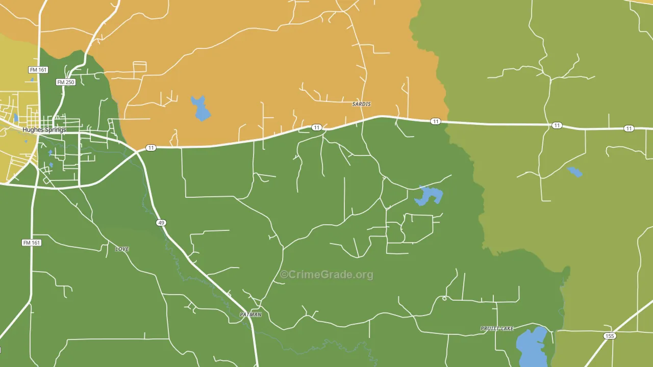 Patman, TX Map of Theft Rates