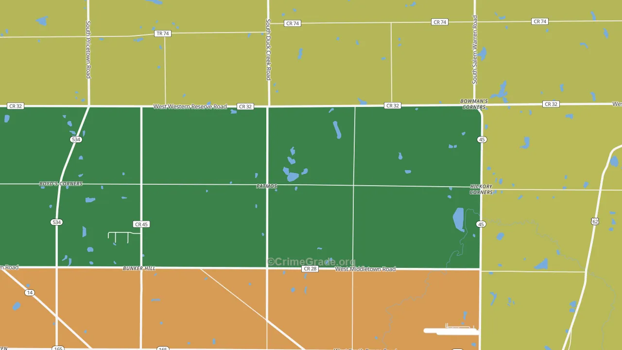 Patmos, OH Map of Theft Rates
