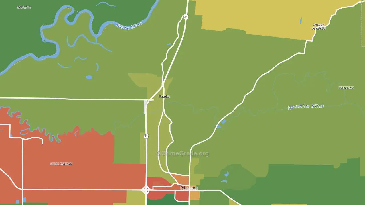 Patoka, IN Map of Theft Rates