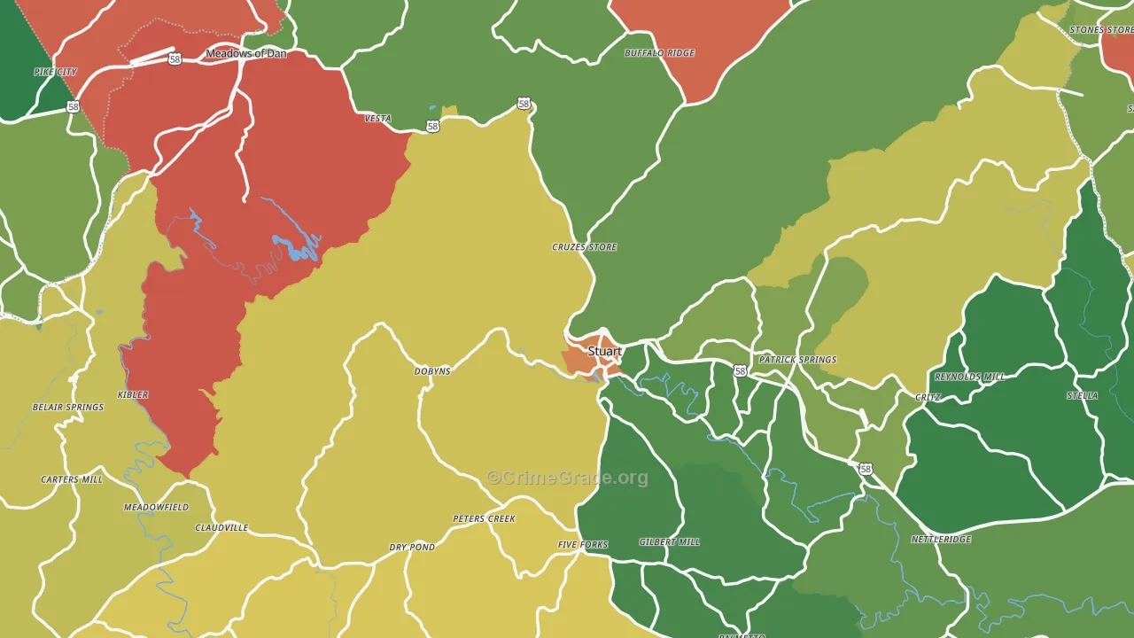 Patrick County, VA Map of Theft Rates