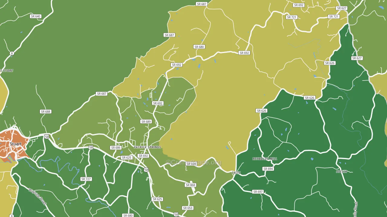 Patrick Springs, VA Map of Theft Rates