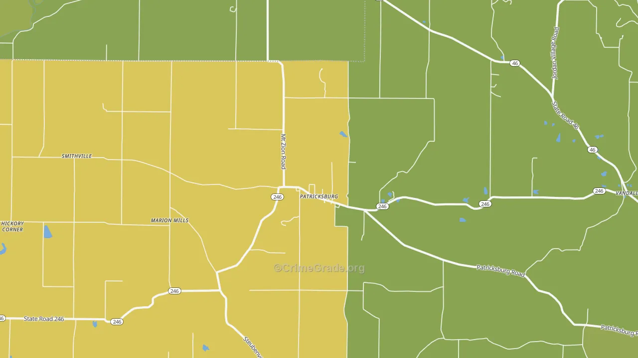Patricksburg, IN Map of Theft Rates