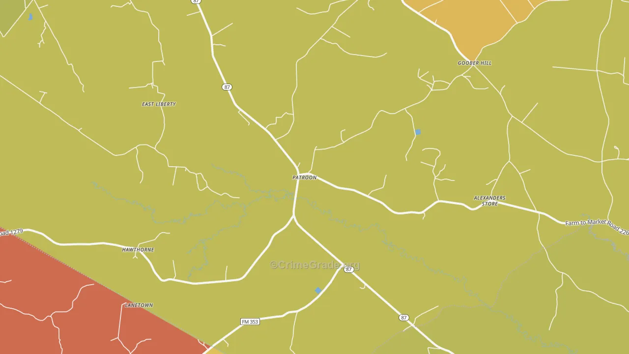Patroon, TX Map of Theft Rates