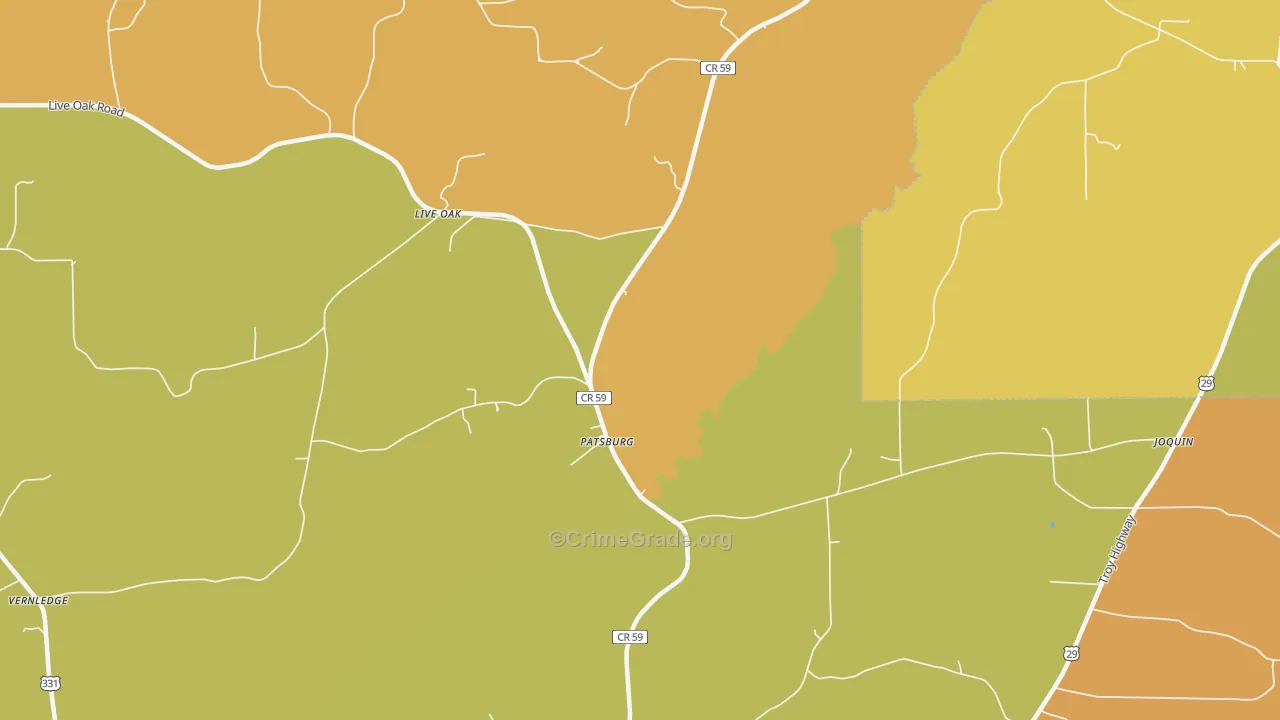 Patsburg, AL Map of Theft Rates