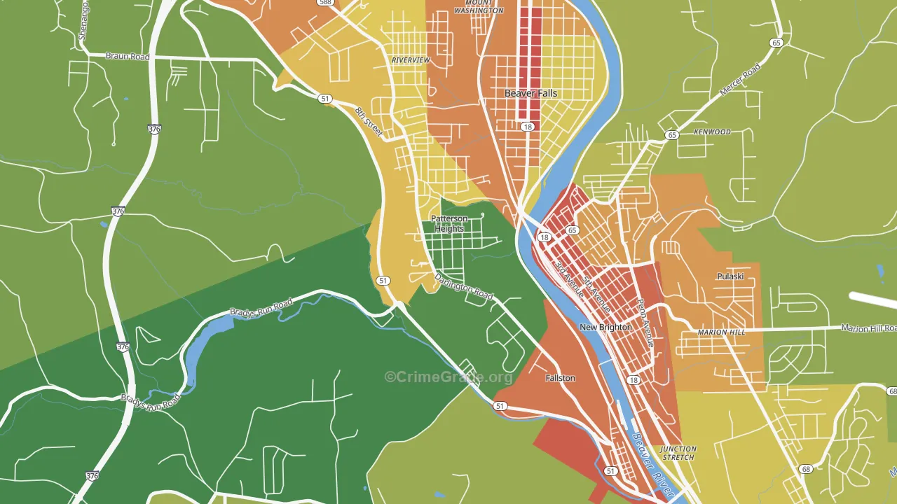 Patterson Heights, PA Map of Theft Rates