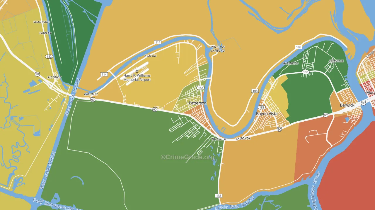 Patterson, LA Map of Theft Rates