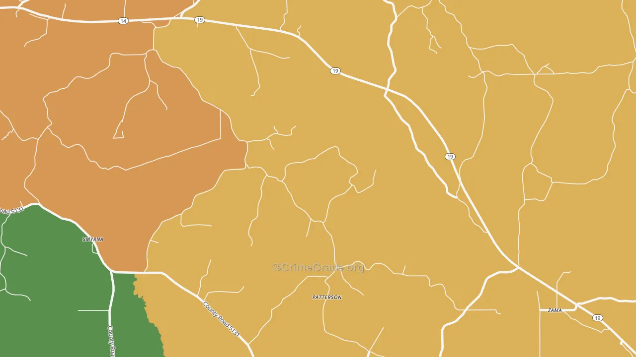 Patterson, MS Map of Theft Rates