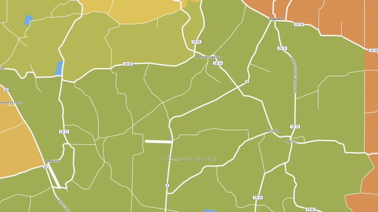 Pattersonville, OH Map of Theft Rates