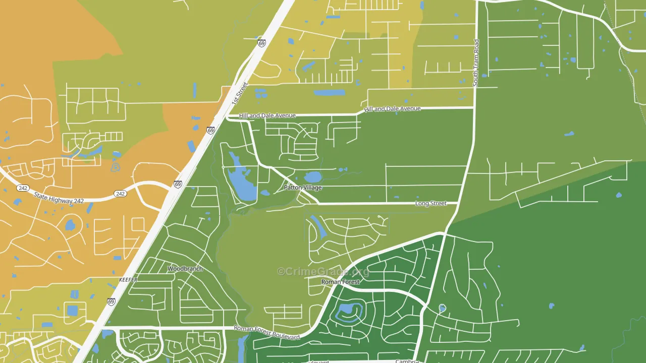Patton Village, TX Map of Theft Rates