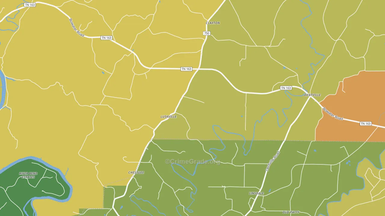 Patty, TN Map of Theft Rates