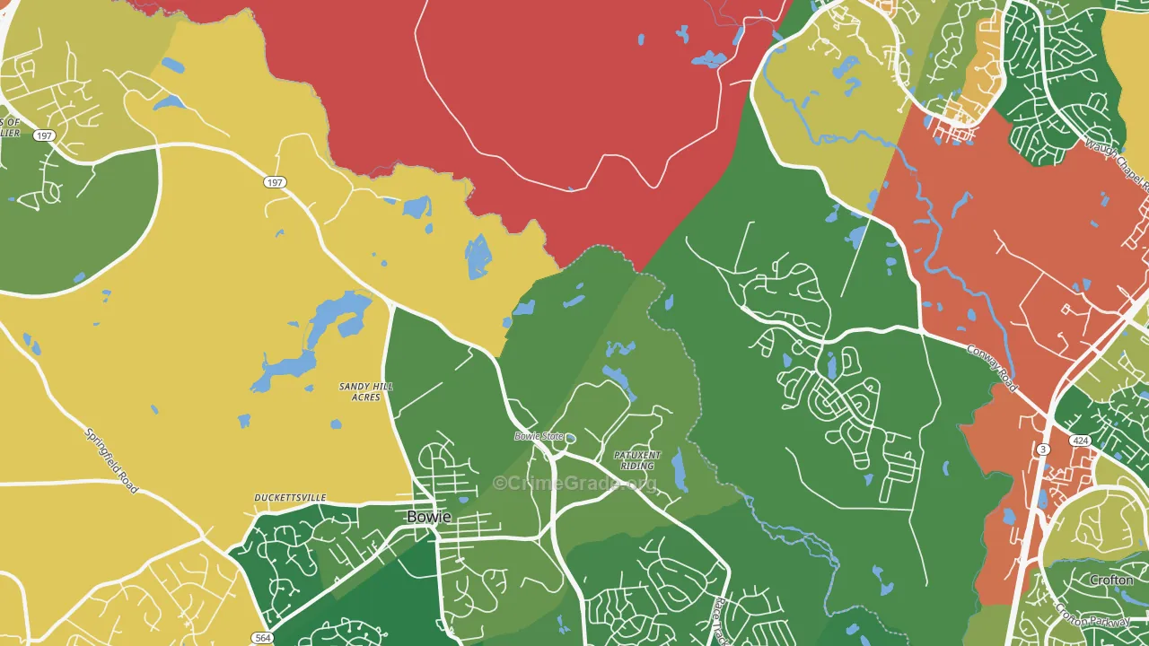 Patuxent, MD Map of Theft Rates