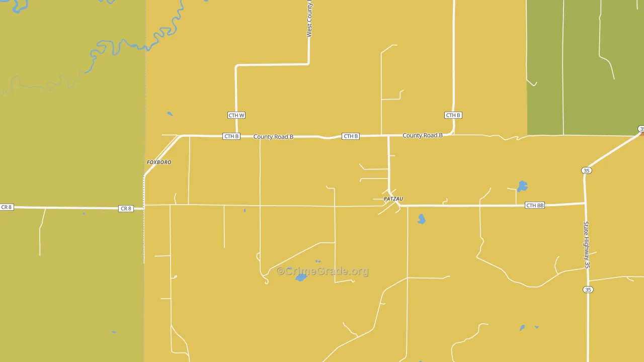 Patzau, WI Map of Theft Rates