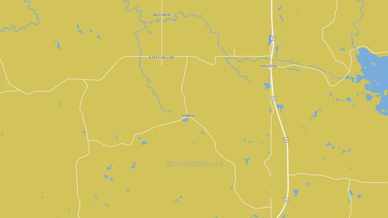 Paulding, MI Map of Theft Rates