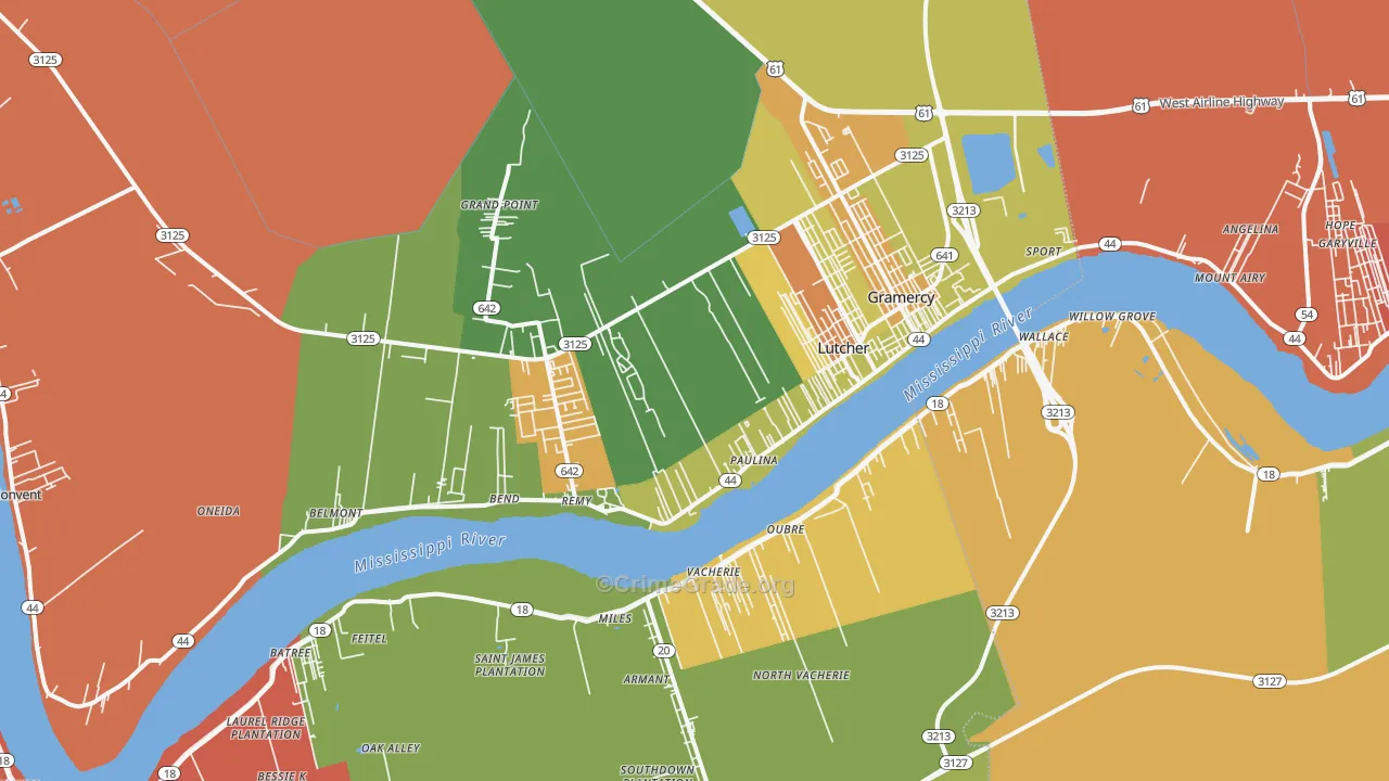 Paulina, LA Map of Theft Rates