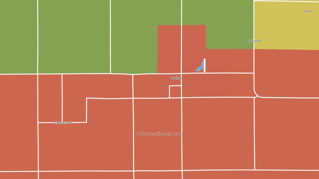 Paullina, IA Map of Theft Rates