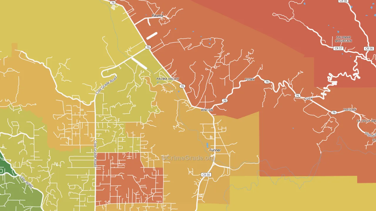 Pauma Valley, CA Map of Theft Rates