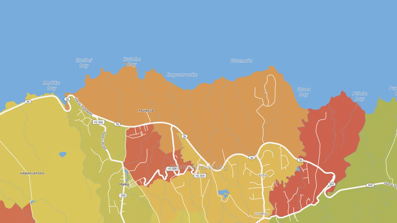 Pauwela, HI Map of Theft Rates