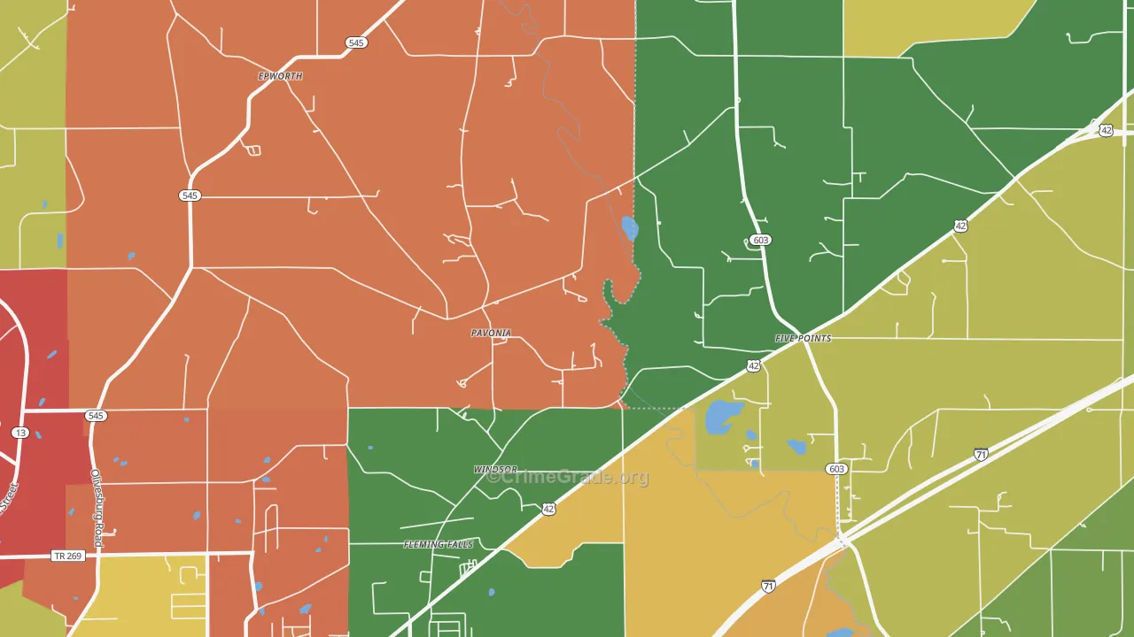 Pavonia, OH Map of Theft Rates