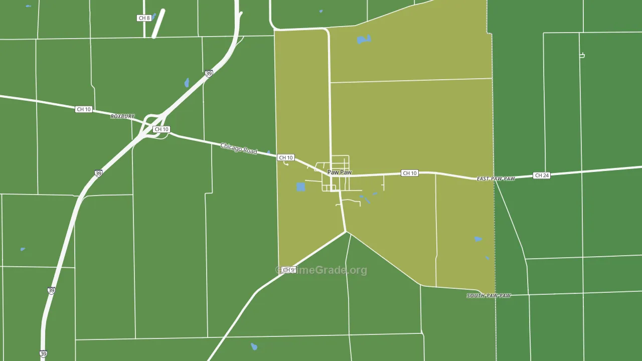 Paw Paw, IL Map of Theft Rates