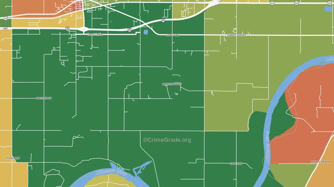 Paw Paw, OK Map of Theft Rates