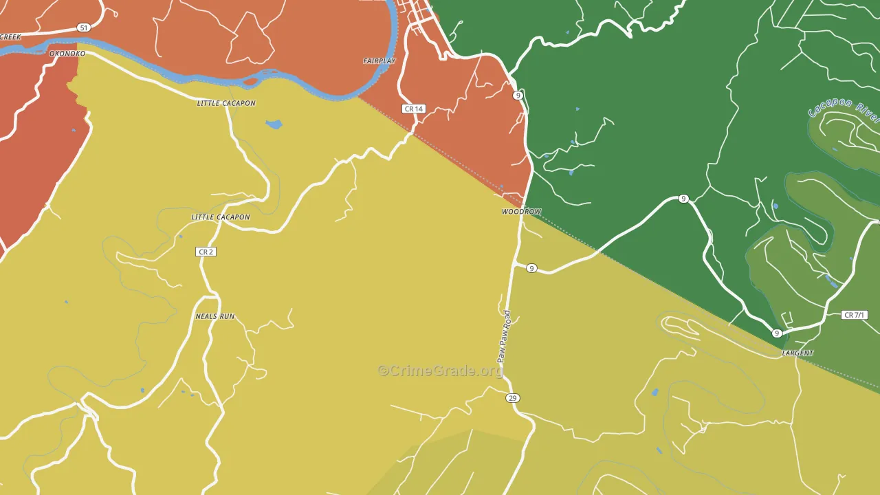 Paw Paw, WV Map of Theft Rates