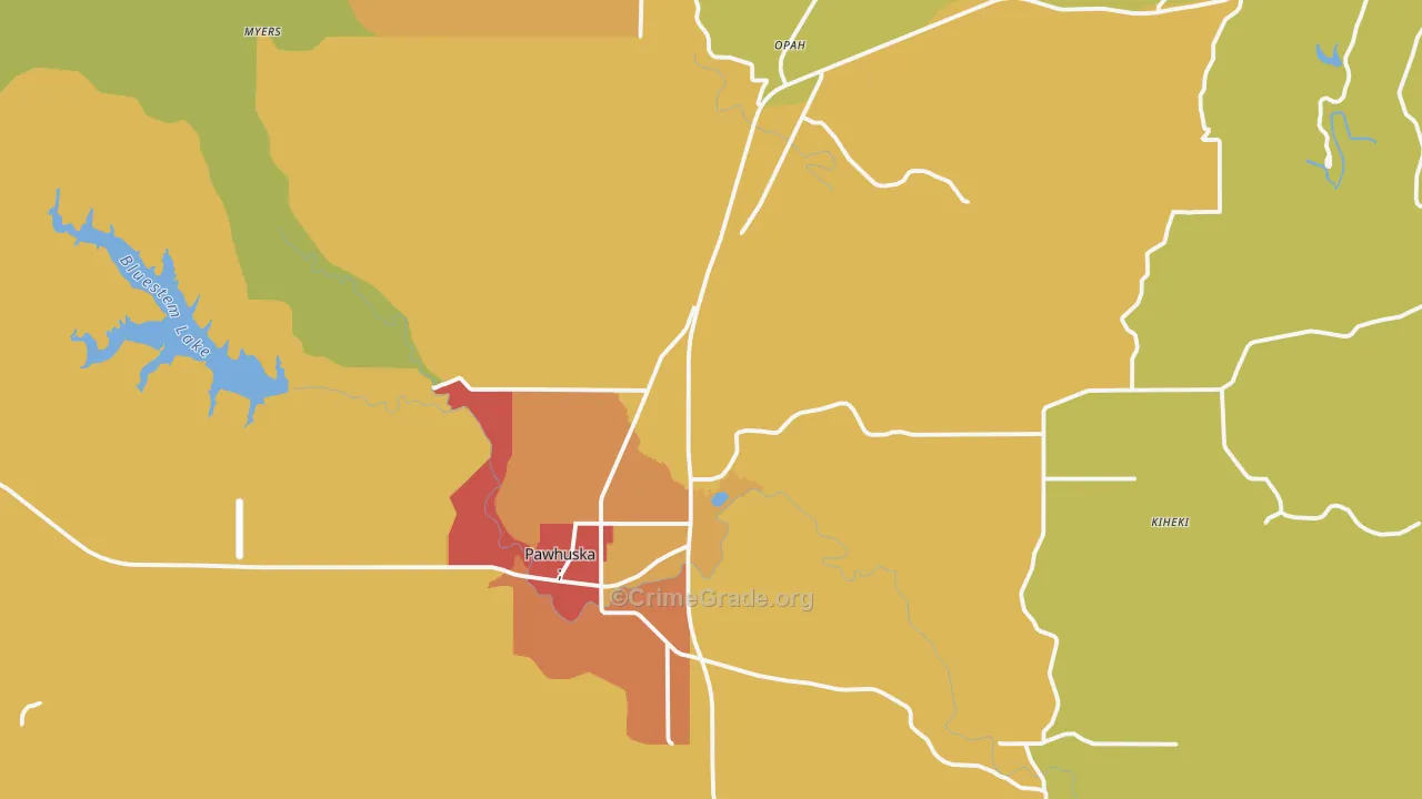 Pawhuska, OK Map of Theft Rates