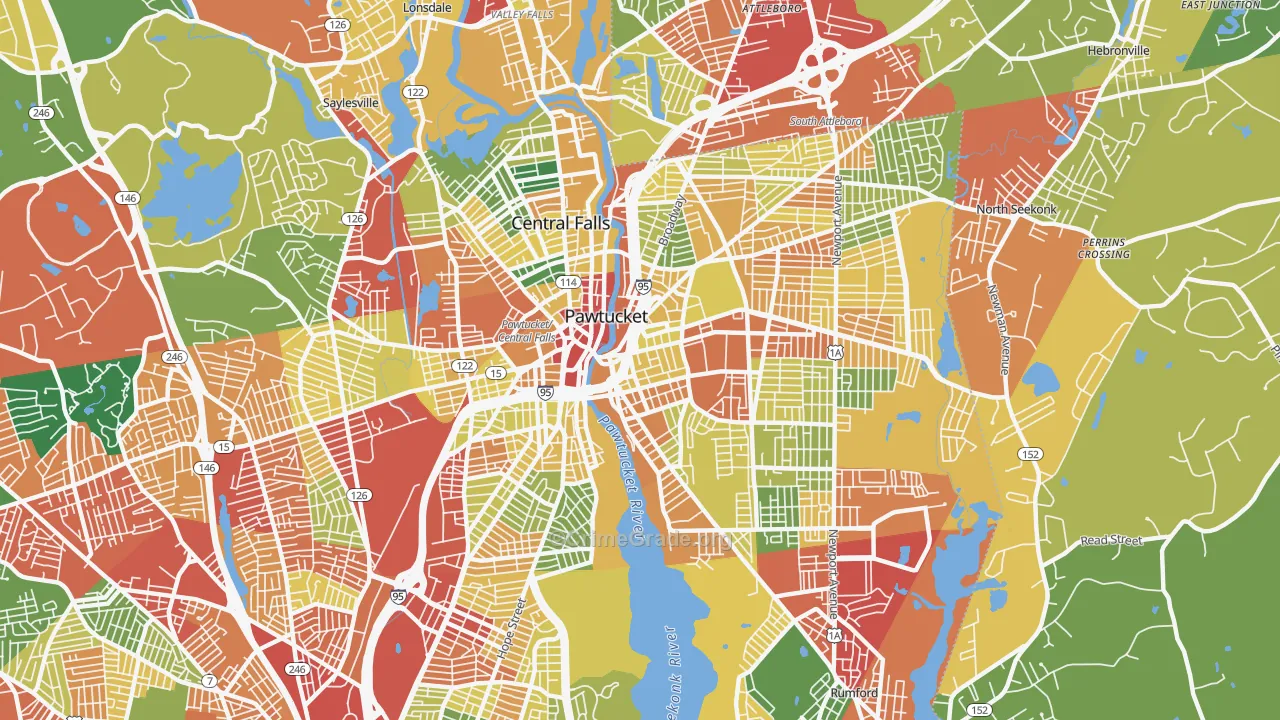Pawtucket, RI Map of Theft Rates