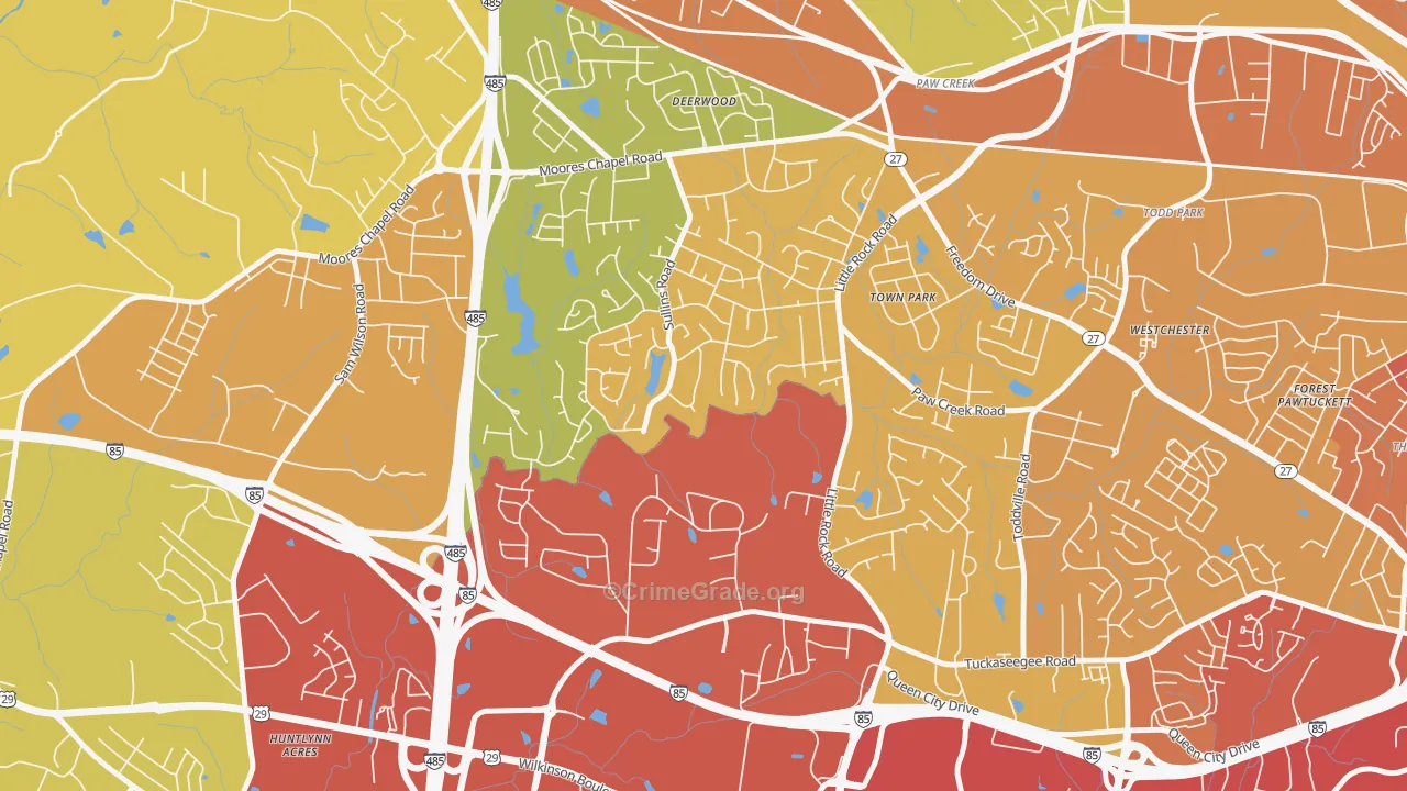 Pawtuckett, Charlotte, NC Map of Theft Rates