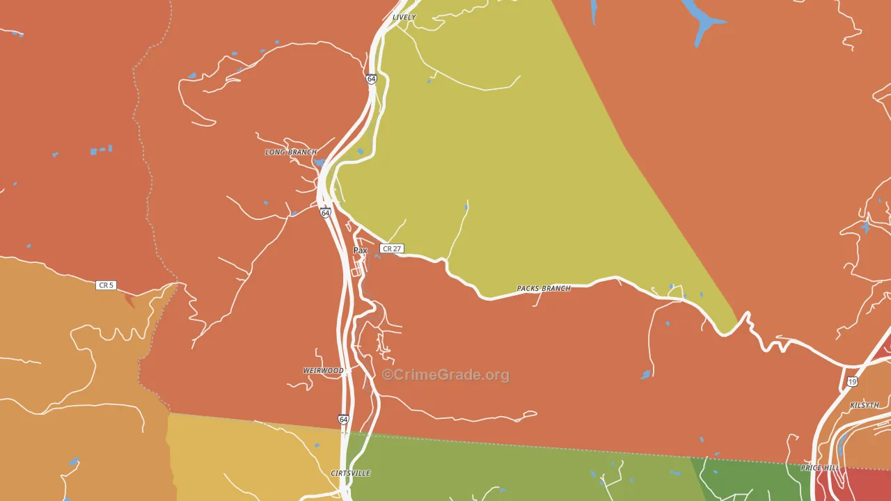 Pax, WV Map of Theft Rates