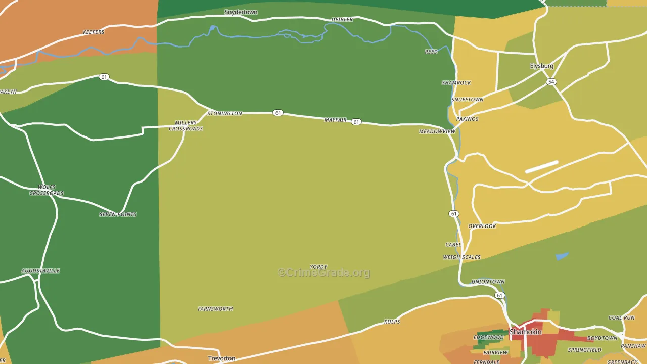 Paxinos, PA Map of Theft Rates