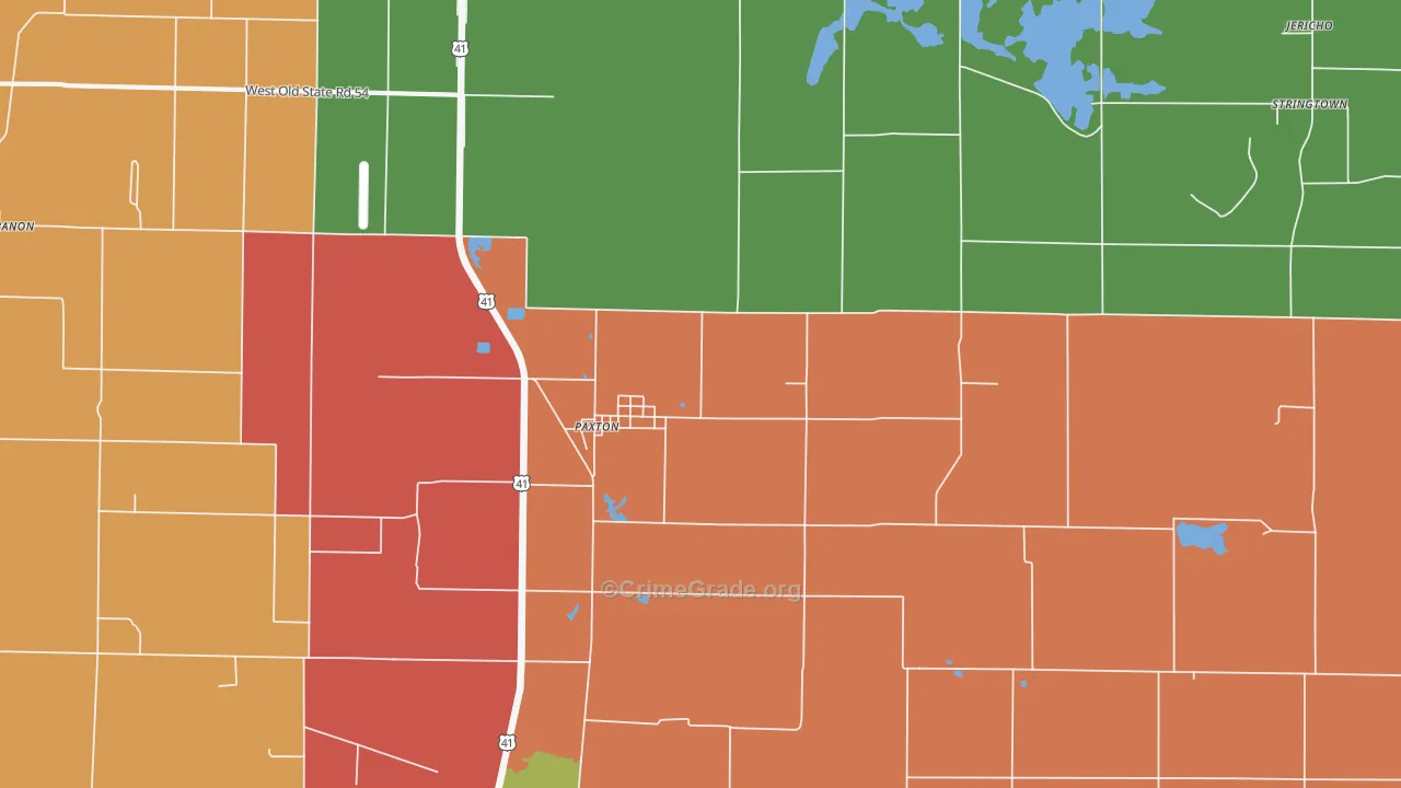 Paxton, IN Map of Theft Rates