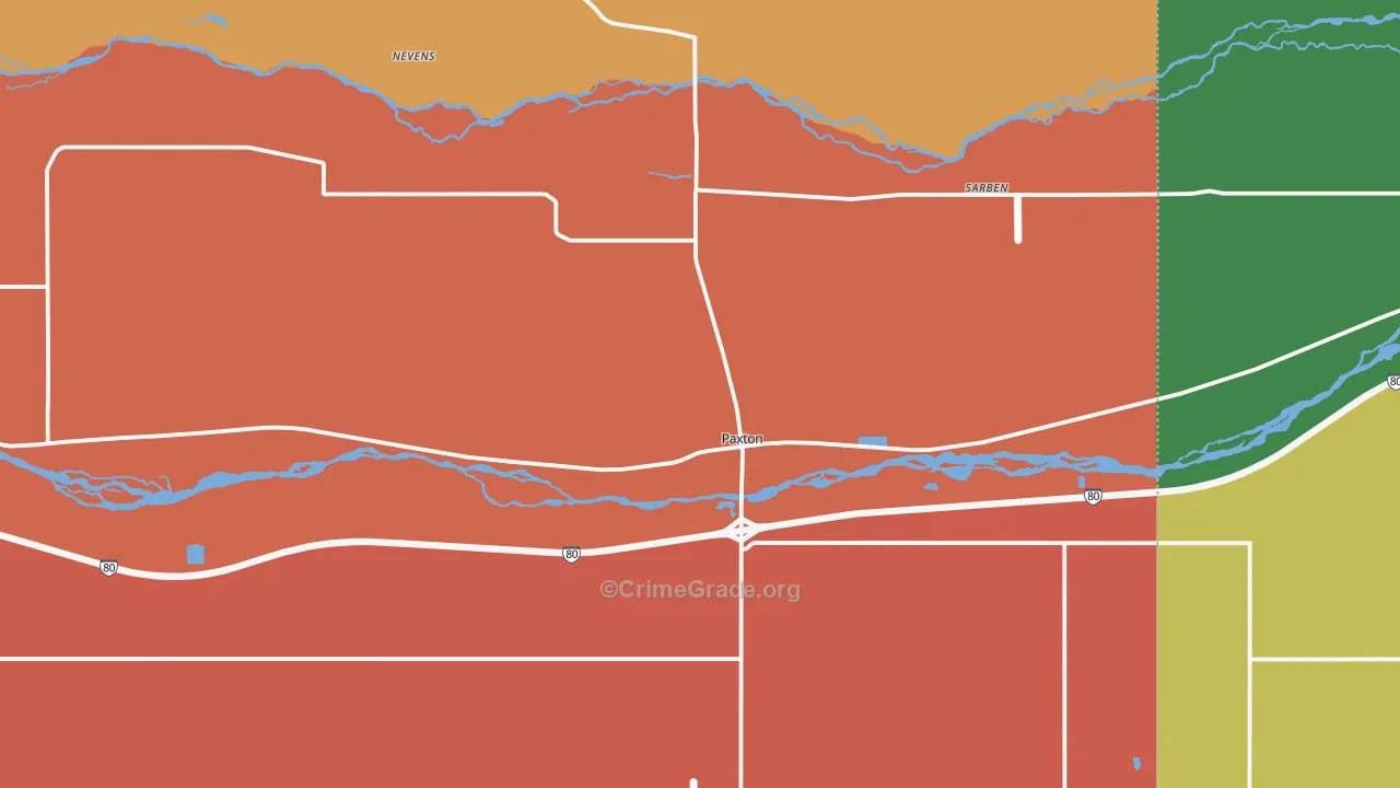 Paxton, NE Map of Theft Rates