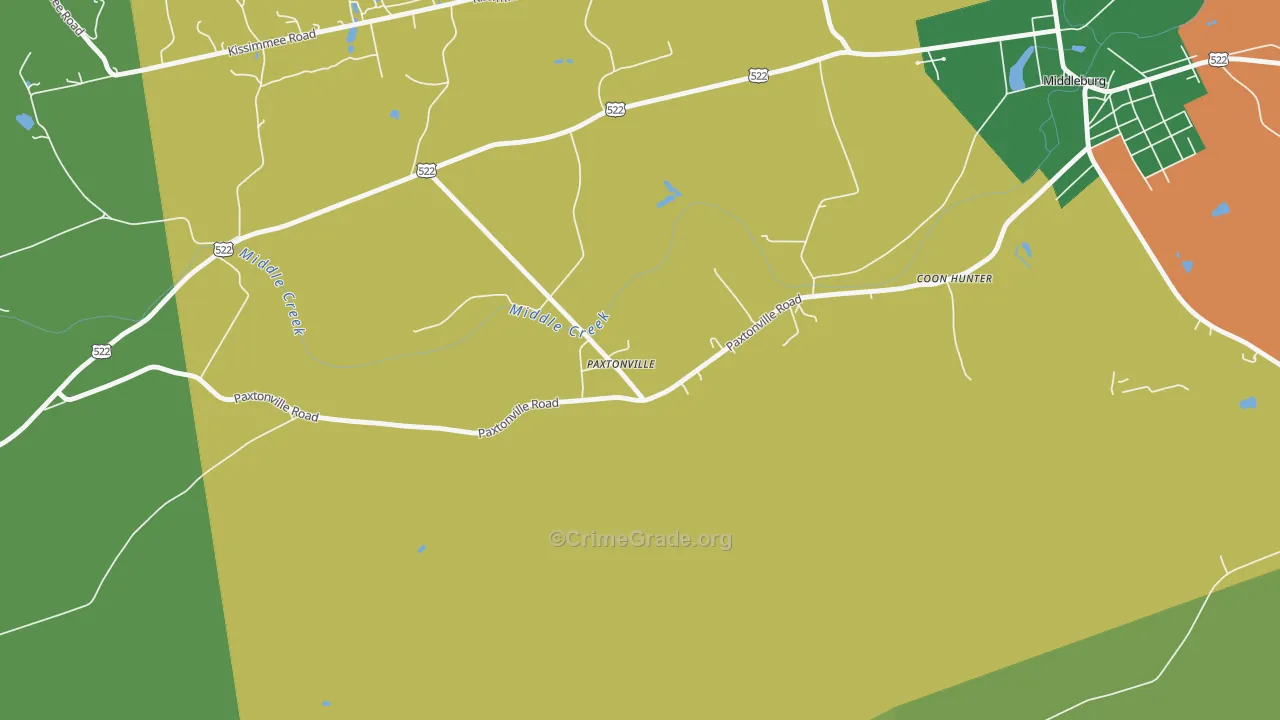 Paxtonville, PA Map of Theft Rates