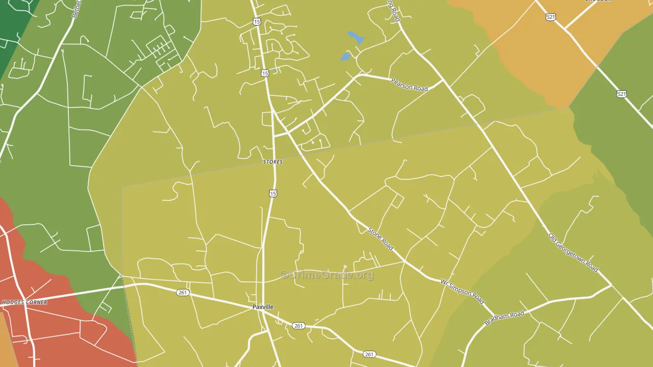 Paxville, SC Map of Theft Rates
