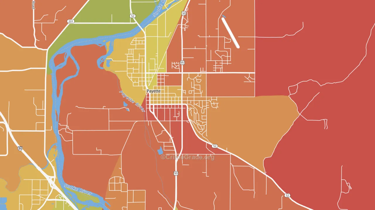 Payette Heights, Payette, ID Map of Theft Rates
