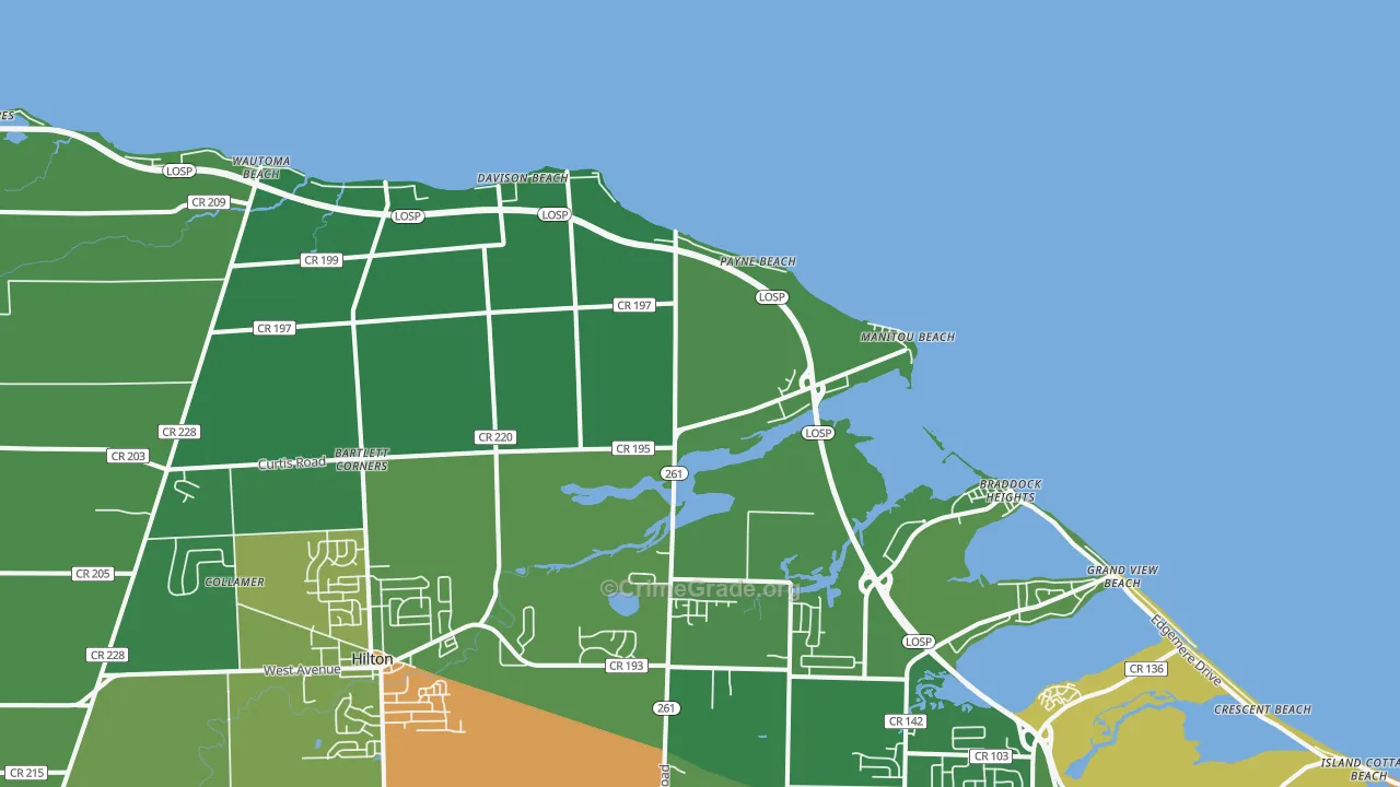 Payne Beach, NY Map of Theft Rates