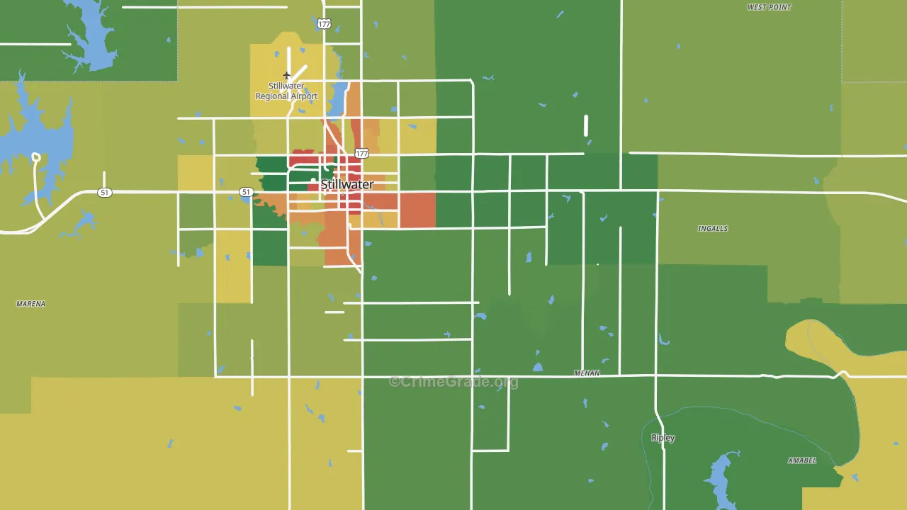 Payne County, OK Map of Theft Rates