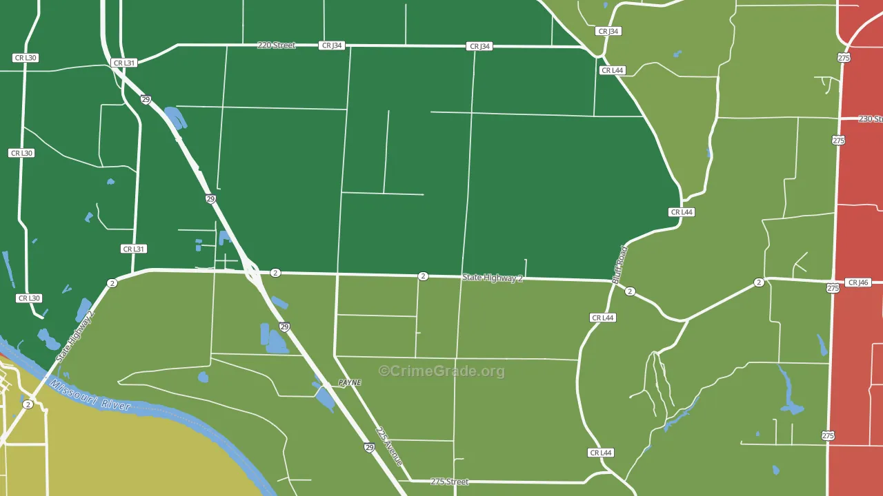 Payne, IA Map of Theft Rates