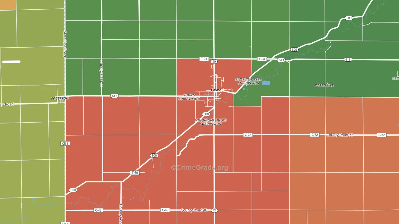 Payne, OH Map of Theft Rates