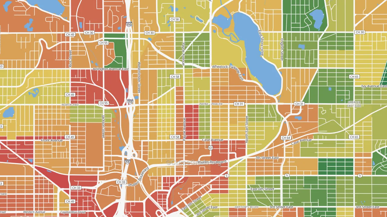 Payne Phallen, St. Paul, MN Map of Theft Rates