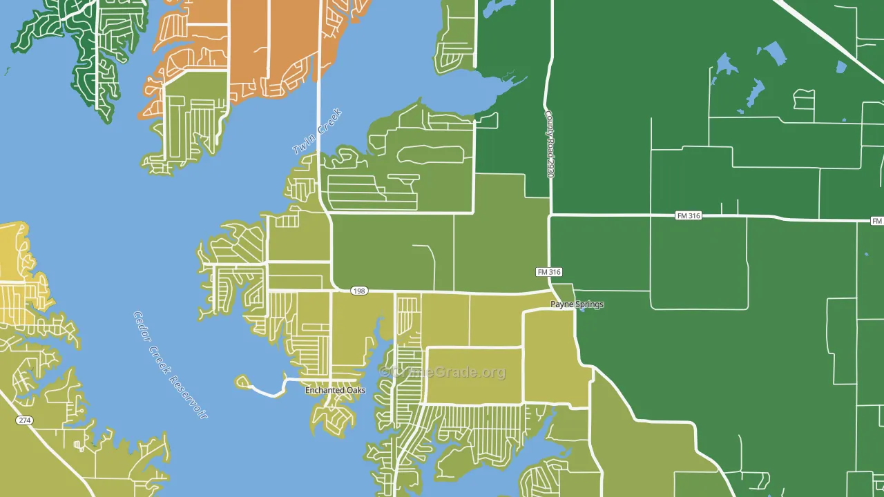 Payne Springs, TX Map of Theft Rates