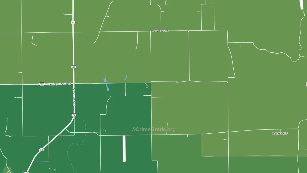 Paynesville, IN Map of Theft Rates